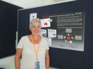 Caryl Louise THOMPSON from the School of Politics, History & International Relations, with her poster titled Alien Invasion: Migrants in the Media and the Politics of Fear