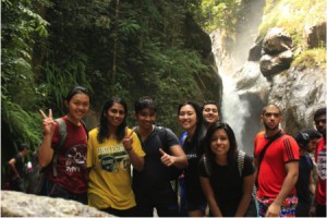 BMS students enjoying the falls