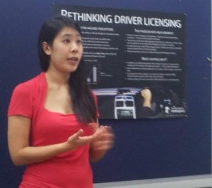 Phui Cheng LIM, presenting her poster titled 'Rethinking Driver Licensing'
